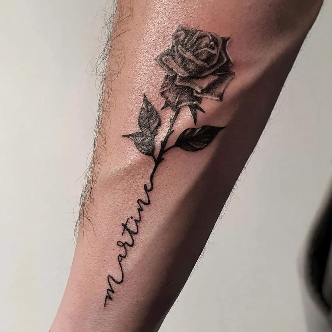 Rose noir et gris avec lettering